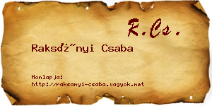 Raksányi Csaba névjegykártya